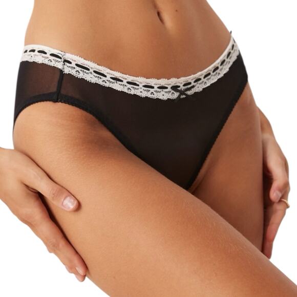 Free People Other - NWT Free People Intimately FP So Sweet Bikini Panty Medium Black Lace Coquette